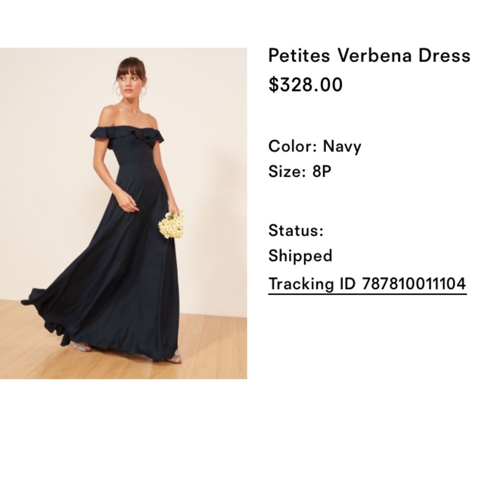Reformation Petites Verbena Dress Navy 8P SOLD OUT